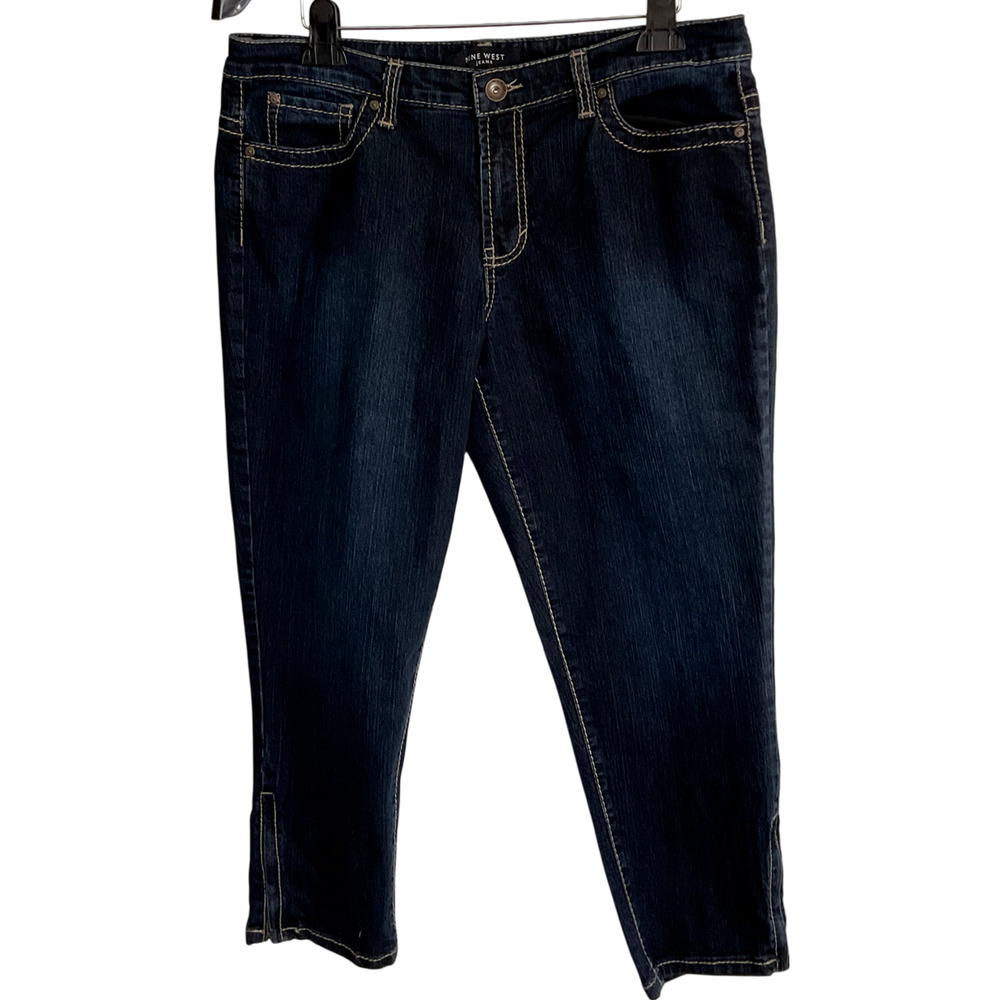 Nine West Womens Jeans Size 16 Dark Wash Cropped‎ Capri Leg Slit Denim